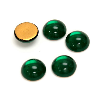 Glass Medium Dome Foiled Cabochon - Round 11MM EMERALD