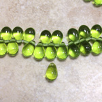 Czech Pressed Glass Pendant - Smooth Drop 9x6MM OLIVINE
