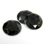 Gemstone Flat Back Stone with Faceted Top and Table - Round 15MM BLACK ONYX