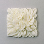 Plastic Carved Flower - Cluster Square 36x36MM WHITE