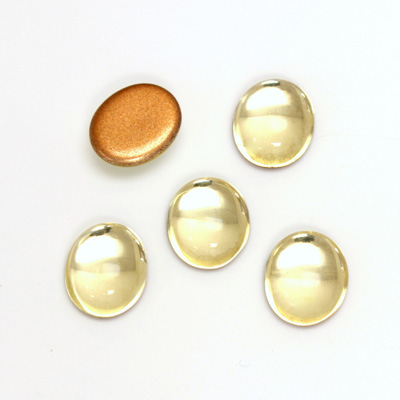 Glass Medium Dome Foiled Cabochon - Oval 12x10MM JONQUIL