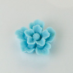 Plastic Carved Flower - Round 22MM TURQUOISE