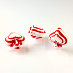 Plastic Casino Style Bead - Spades 12MM RED on WHITE