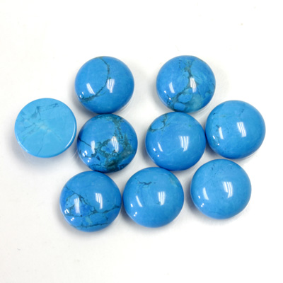 Gemstone Cabochon - Round 09MM HOWLITE DYED TURQUOISE