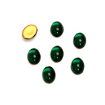 Glass Medium Dome Foiled Cabochon - Oval 08x6MM EMERALD