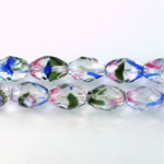 Czech Glass Fire Polish Bead - Oval 11x8MM STRIPED CRYSTAL