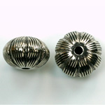 Metalized Plastic Engraved Bead - Round 20x15MM ANT SILVER