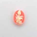 Plastic Cameo - Flower, Rose Oval 18x13MM IVORY ON CORNELIAN