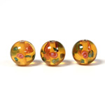 Czech Glass Lampwork Bead - Smooth Round 10MM Flower ON TOPAZ