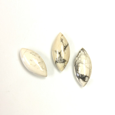 Gemstone Cabochon - Navette 15x7MM WHITE HOWLITE