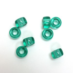 Czech Pressed Glass Roller Bead - Smooth Pony 09x6MM LT EMERALD