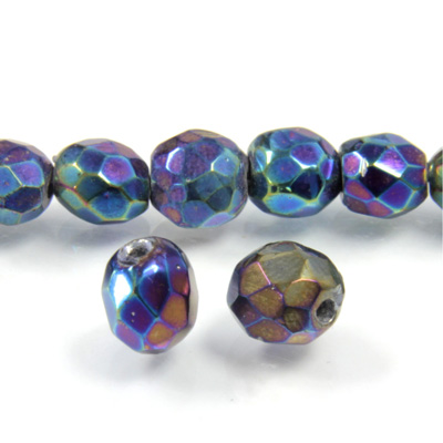 Chinese Cut Crystal Bead 26 Facet Side Drilled - Rondelle 08MM GREEN METALLIC