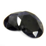 Gemstone Flat Back Stone with Faceted Top and Table - Oval 25x18MM BLACK ONYX