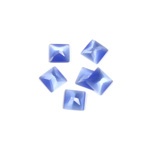 Fiber-Optic Flat Back Stone - Faceted checkerboard Top Square 6x6MM CAT'S EYE LT BLUE