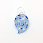 Glass Lampwork Pendant - Pear Curved 30x16MM Flower BLUE CRYSTAL