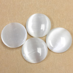 Fiber-Optic Cabochon - Round 15MM CAT'S EYE WHITE