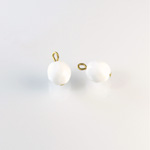 Glass Fire Polished Bead with 1 Brass Loop - Round 08MM CHALKWHITE/Brass