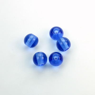 Czech Pressed Glass Large Hole Bead - Round 08MM SAPPHIRE