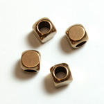 Brass Machine Made Bead - Fancy Cube 05.5MM RAW BRASS Large Hole