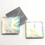 Glass Nugget Top Foiled Cabochon - Square 25x25MM MATTE CRYSTAL AB