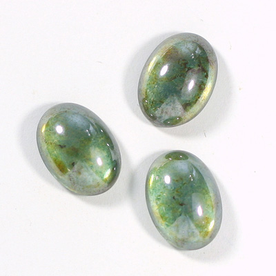 Glass Medium Dome Coated Cabochon - Oval 18x13MM LUSTER GREEN