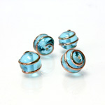 Czech Glass Lampwork Bead - Round 10MM COPPER WRAP AQUA