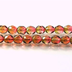 Czech Glass Fire Polish Bead - Round 06MM GREEN-ROSE 69091