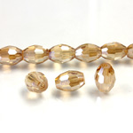 Chinese Cut Crystal Bead - Oval 08x6MM AMBER LUMI COAT