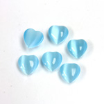 Fiber-Optic Cabochon - Heart 08MM CAT'S EYE AQUA