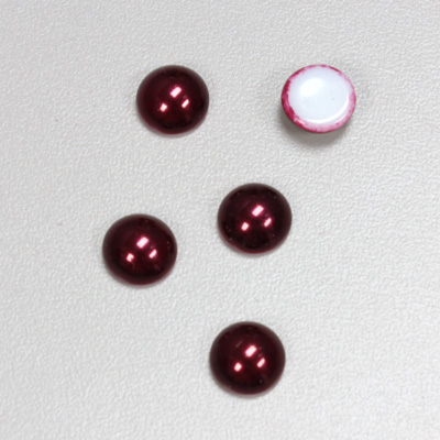 Glass Medium Dome Cabochon Pearl Spray Finish - Round 09MM GARNET