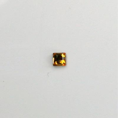Czech Glass Flat Back Rose Cut Stone - Square 04x4MM TOPAZ Foiled