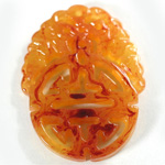 Plastic Oriental Caved Series Flat Back Stone/Pendant 60x42MM AMBER