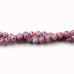 Glass Millefiori Bead - Round 04MM LILAC WHITE RED (35)