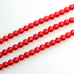 Czech Pressed Glass Bead - Smooth Round 04MM RUBY