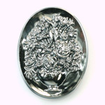 Glass Cameo Flowers in Vase - Oval 40x30MM HEMATITE