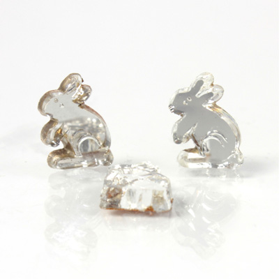 Glass Flat Back Foiled Mirror - Rabbit 10MM CRYSTAL