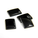 Gemstone Flat Back Single Bevel Buff Top Stone - Cushion 14x10MM BLACK ONYX