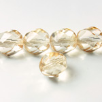 Czech Glass Fire Polished Bead - Twisted 12MM COATED SMOKE TOPAZ