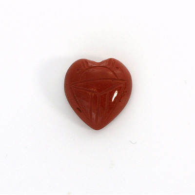 Gemstone Flat Back Carved Scarab - Heart 15x14MM RED JASPER