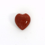 Gemstone Flat Back Carved Scarab - Heart 15x14MM RED JASPER