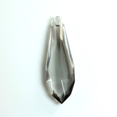 Plastic Pendant -Transparent Faceted Fancy 40x12MM SMOKE GREY