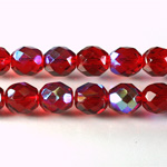 Czech Glass Fire Polish Bead - Round 10MM RUBY AB
