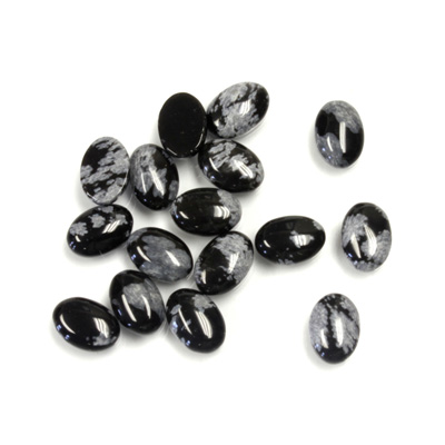 Gemstone Cabochon - Oval 07x5MM SNOWFLAKE OBSIDIAN
