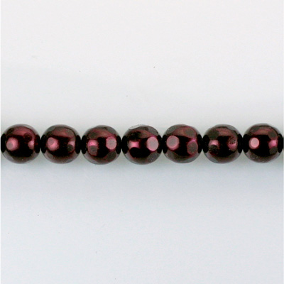 Czech Glass Pearl Bead - Round Faceted Golf 6MM GARNET 70499