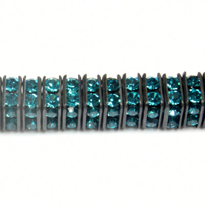 Czech Rhinestone Rondelle - Square 06MM BLUE ZIRCON-BLACK