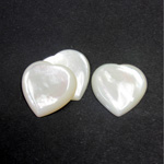 Shell Flat Back Cabochon - Heart 18MM WHITE MOP