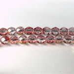 Czech Glass Fire Polish Bead - Round 06MM 1/2 Coated CRYSTAL/ROSE