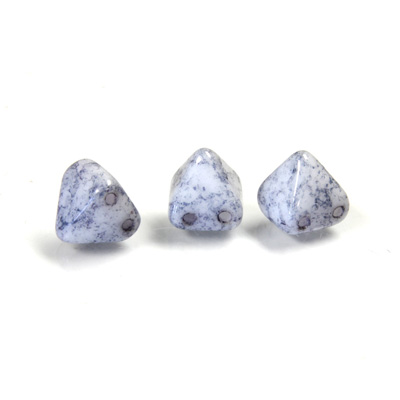 Preciosa Czech Pressed Glass 2-Hole Bead - Pyramid Studs 06x6MM BLUE AGATE