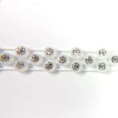 Plastic Rhinestone Banding Alternating Three Row SS13 CRYSTAL-ALABASTER