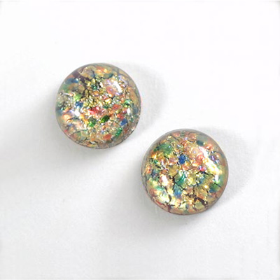 Glass Medium Dome Lampwork Cabochon - Round 15MM RED MULTI OPAL (02421)